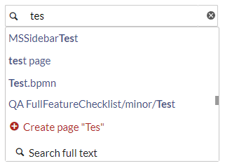 Screenshot of the standard search field with results
