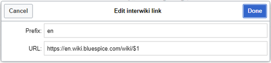 Interwiki link of the BlueSpice helpdesk