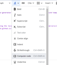 Menu item for Computer code