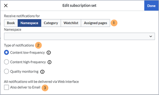 Dialog box for adding a subscription