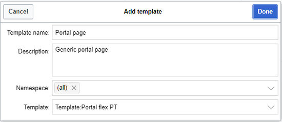 Adding the Portal template to the wiki